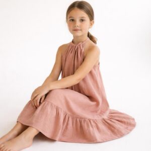 Kız Çocuk Ayarlanabilir Askılı Müslin Elbise