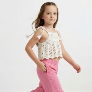 Kız Çocuk Dantel Örgü Bluz