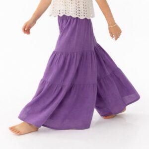 Kız Çocuk Pile Detaylı Müslin Pantolon