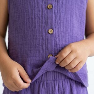 Kız Çocuk Sıfır Kollu Müslin Gömlek