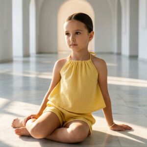 Kız Çocuk İp Askılı Müslin Bluz