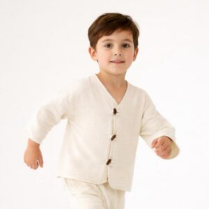 Erkek Çocuk İri Düğmeli Müslin Gömlek