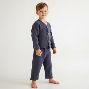 Erkek Çocuk İri Düğmeli Müslin Gömlek