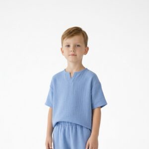 Erkek Çocuk V Yaka Müslin Tişört