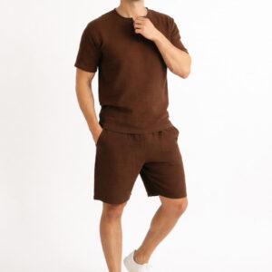 Erkek V Yaka Müslin Tişört & Şort Takımı