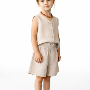 Kız Çocuk Müslin Yelek ve  Şort Takımı