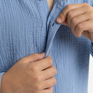 Erkek Çocuk Boyundan Düğmeli Müslin Gömlek & Şort Takımı