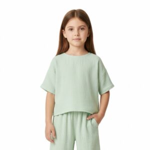 Kız - Erkek Çocuk Yarım Kollu Müslin Tişört