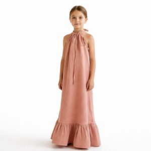 Kız Çocuk Ayarlanabilir Askılı Müslin Elbise