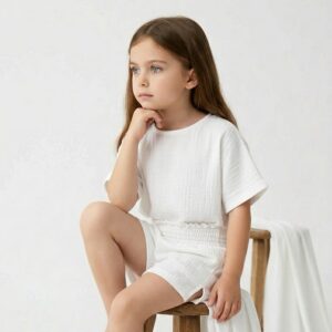 Kız - Erkek Çocuk Yarım Kollu Müslin Tişört