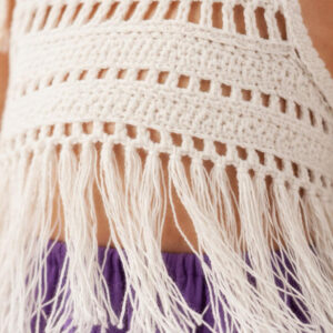 Kız Çocuk Püsküllü Dantel Örgü Bluz & Müslin Palazzo Pantolon Takımı