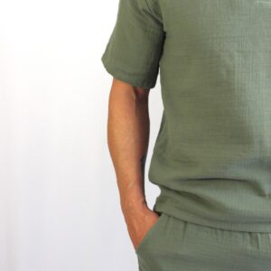 Erkek V Yaka Müslin Tişört & Şort Takımı