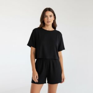 Kadın Yarım Kollu Müslin Tişört