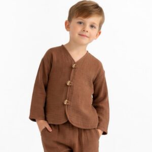 Erkek Çocuk İri Düğmeli Müslin Gömlek