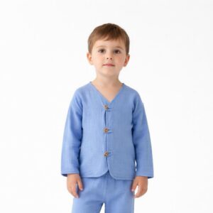 Erkek Çocuk İri Düğmeli Müslin Gömlek