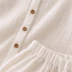 Kız Çocuk Sıfır Kollu Müslin Gömlek & Şort Takımı