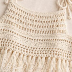 Kadın Püsküllü Dantel Örgü Bluz