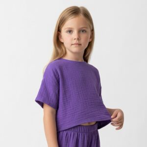 Kız - Erkek Çocuk Yarım Kollu Müslin Tişört