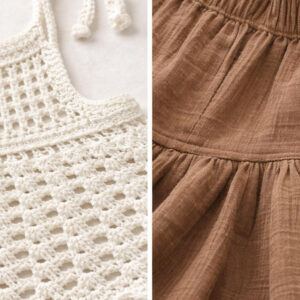 Kız Çocuk Dantel Örgü Bluz & Pileli Müslin Şort Takımı