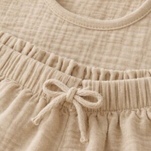 Kız Çocuk Yarım Kollu Müslin Tişört & Şort Takımı