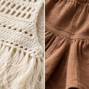 Kız Çocuk Dantel Örgü Püsküllü Bluz & Pileli Müslin Şort Takımı