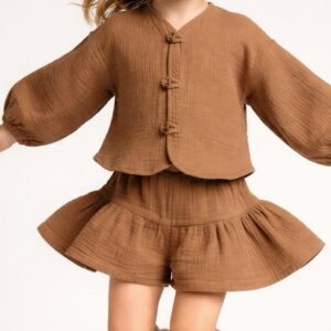 Kız Çocuk Pile Detaylı Müslin Şort