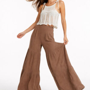 Kadın Dantel Örgü Bluz & Pileli Müslin Pantolon Takımı