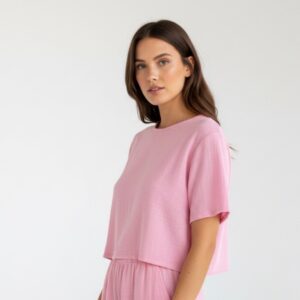 Kadın Yarım Kollu Müslin Tişört