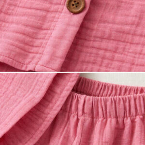 Kız Çocuk Sıfır Kollu Müslin Gömlek & Palazzo Pantolon Takımı