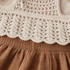 Kız Çocuk Dantel Örgü Bluz & Pileli Müslin Pantolon Takımı