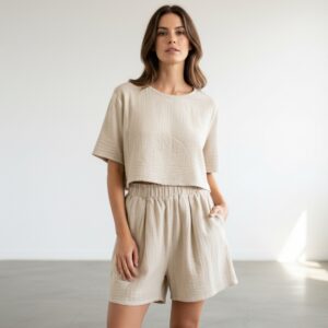Kadın Cepli Müslin Şort