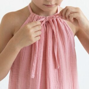 Kız Çocuk Ayarlanabilir Askılı Müslin Elbise