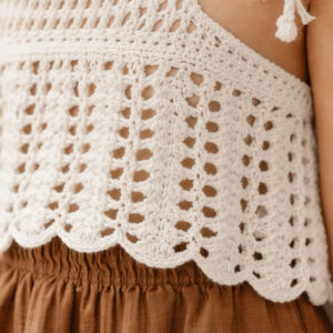 Kız Çocuk Dantel Örgü Bluz & Palazzo Pantolon Takımı