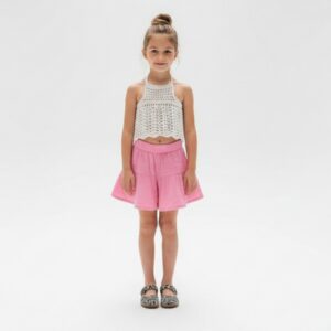 Kız Çocuk Pile Detaylı Müslin Şort