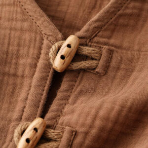 Erkek Çocuk İri Düğmeli Müslin Gömlek & Dar Paça Pantolon Takımı