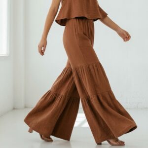 Kadın Pileli Müslin Pantolon