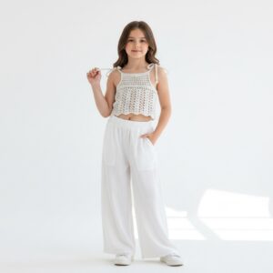 Kız Çocuk Müslin Palazzo Pantolon