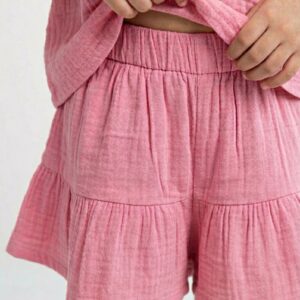 Kız Çocuk Pile Detaylı Müslin Şort