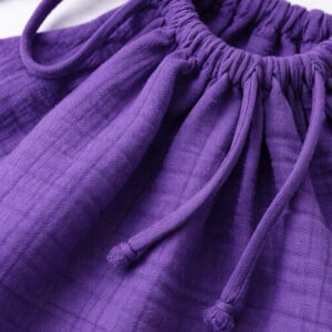 Kız Çocuk İp Askılı Crop & Pileli Müslin Şort Takımı