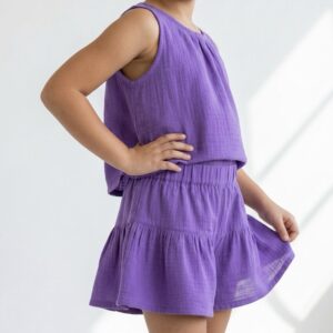 Kız Çocuk Pile Detaylı Müslin Şort