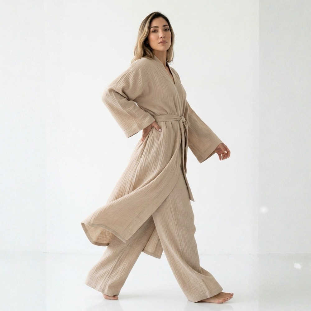 Kadın Müslin Kimono Takım - Görsel 5